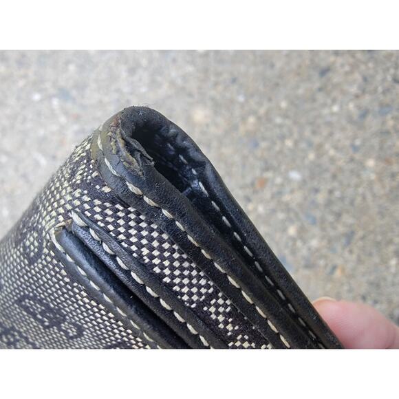 Vintage Dooney & Bourke Signature Checkbook Wallet Lock Key CANVAS Black READ - Picture 8 of 11